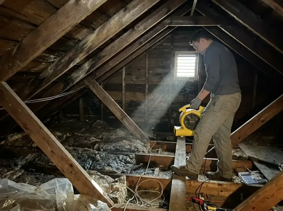 attic-water-damage-drying-proc-007 — frequently asked questions, Emergency Water Extraction & 24/7 Flood Response in Progres…